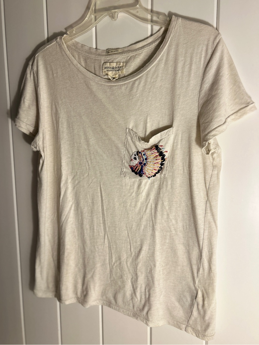denim & supply ralph lauren relaxed beaded headdress pocket tee small boho
